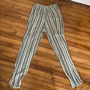 Green and White Stripped Pants